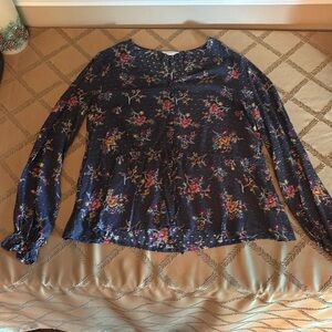 Purple Blouse with Flower Pattern